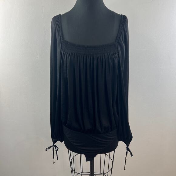 Intimately Free People Black Another Round Bodysuit Top Square Neck Size Large L - Picture 3 of 13